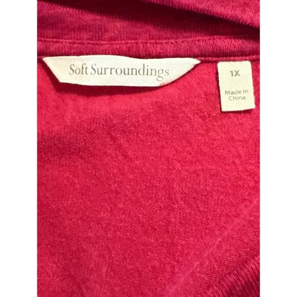 Soft Surroundings Womens Fuchsia Paisley Asymmetrical V-Neck Poncho Top Size 1X - Picture 6 of 8